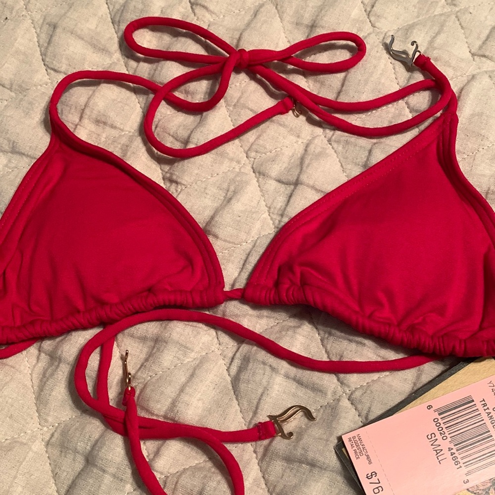 Juicy Couture Cherry Triangle Bikini Top, Small, tags attached